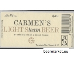 Õllepudeli silt CARMEN'S LIGHT Steam BEER by Moe Brewery